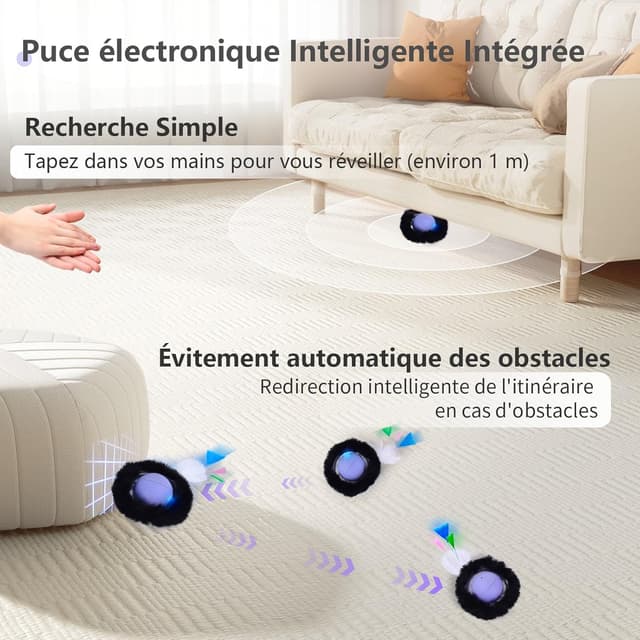 Detalle de GoldenSun Jouet pour chat 2 en 1 : balle à roulement rapide, sons et tapis à 7 trous