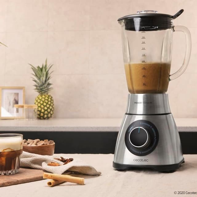 Detalle de Cecotec Power Black Titanium 2000MAX frullatore a bicchiere in vetro da 1,8 L da 2000W