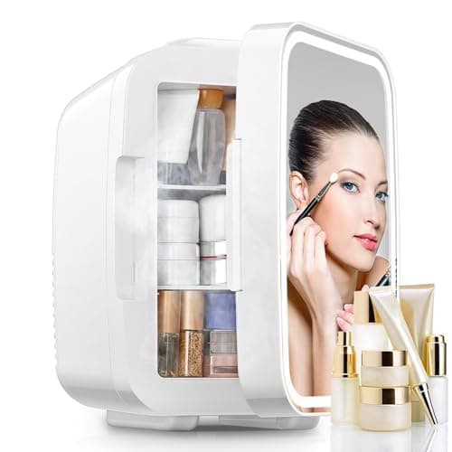 Detalle de FOHERE Mini Nevera para Dormitorio con Espejo LED y función frío/calor (5L)
