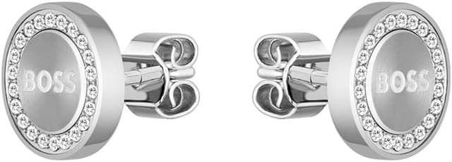 Detalle de BOSS Pendientes IONA de botón en acero inoxidable