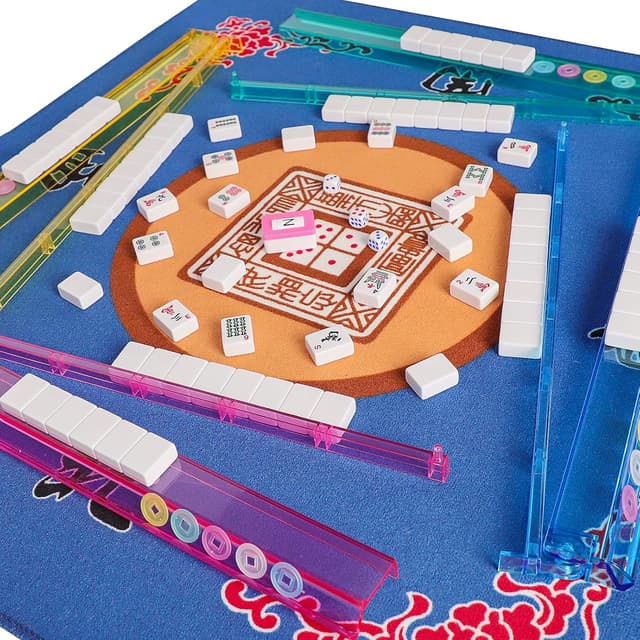 Detalle 2 de GUSTARIA American Mahjong Game Set (166 Premium White Tiles) with All-in-One Color Racks & Carry Bag