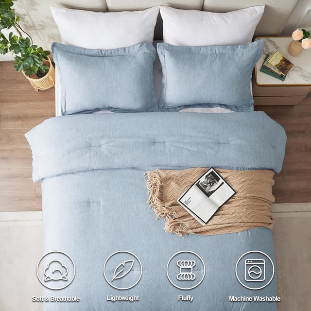 Detalle 2 de CozyLux Twin/Twin XL Comforter Set (2-Piece) in Blue with Double-Brushed Microfiber