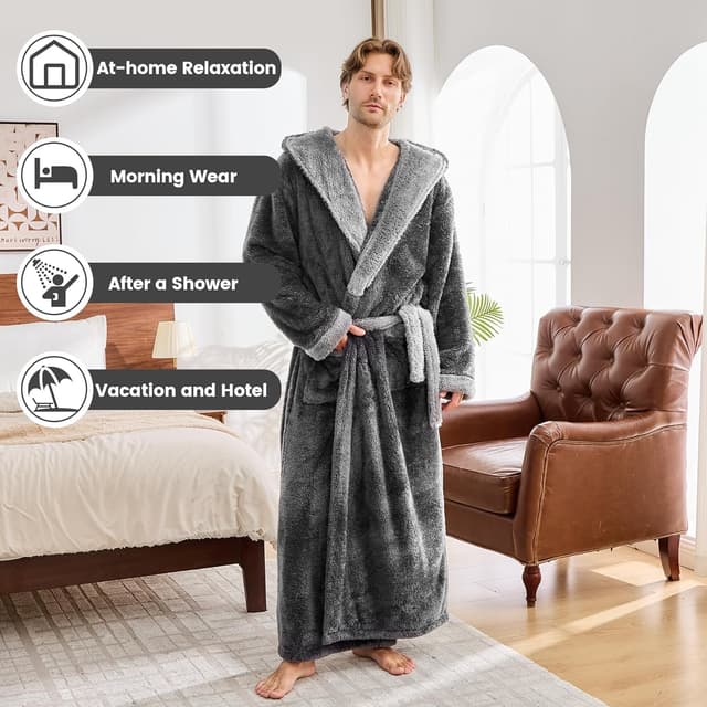 Detalle 2 de PJGGZ Full-Length Men’s Plush Bathrobe 1XL