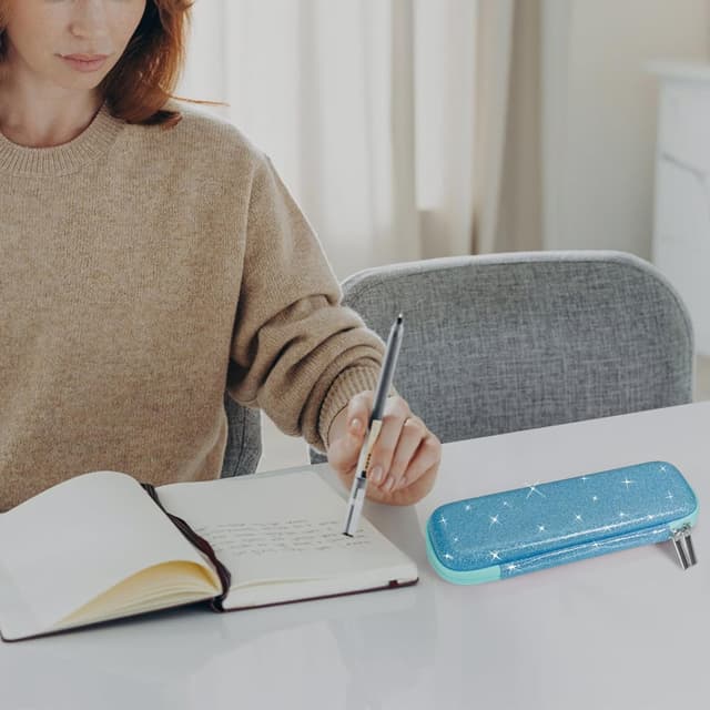 Thumbnail 6 de Trousse scolaire FINPAC en EVA zippée compacte (bleu pailleté) — pour crayons et petits accessoires
