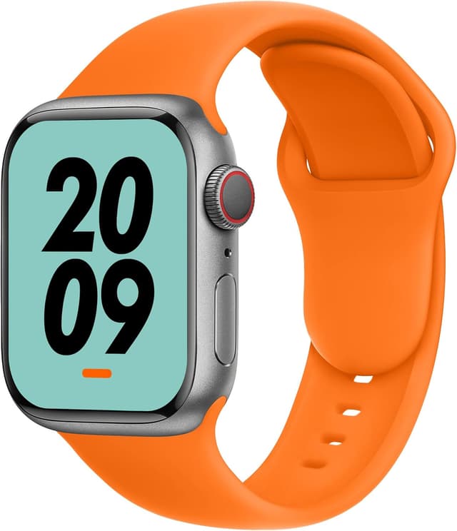 Detalle de DONEGANI C1A Sport Silicone Apple Watch Strap (Ultra 2 / Series 10–3) – Orange