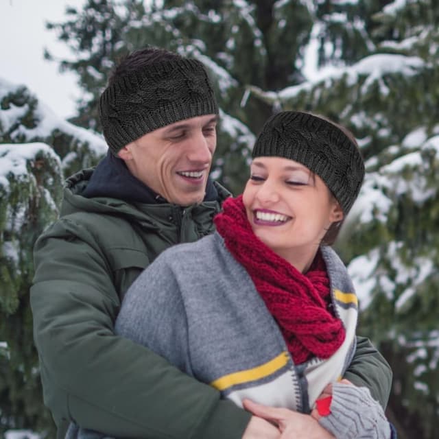 Detalle 2 de LOPHE Bandeau peluche hiver femme extensible gris foncé – cache-oreilles pour courir ou skier