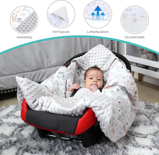 Detalle de Totsy Baby Sacco ovetto coperta invernale 90x90 cm universale lavabile in Gufo Grigio Chiaro (Oeko-Tex)