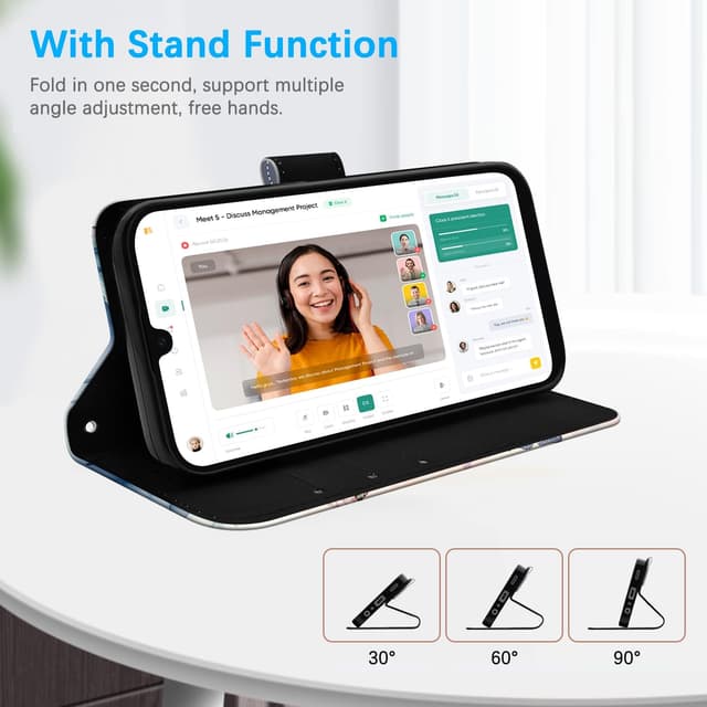 Detalle de DiaryTown Handyhülle Wallet für iPhone 17 (6,3") – Leder-Flip-Case mit Kartenfach, Ständer und Magnetverschluss