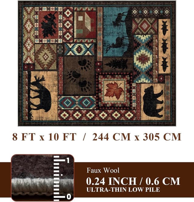 Detalle 2 de YIHOUSE Rustic Cabin Area Rug 8x10