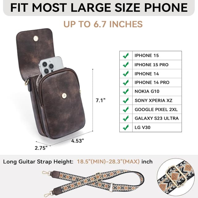 Detalle de BOSTANTEN kleine Umhängetasche für Damen mit Kartenfächern – Handytasche zum Umhängen