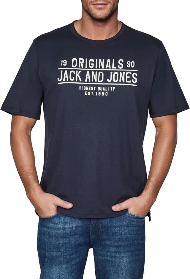 Detalle de JACK & JONES Regular-Fit T-Shirt JJLINO im 4er-Pack für Herren (Rundhals, kurzarm, mit Print)