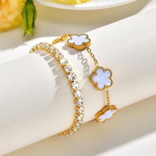 Thumbnail 6 de Gamtic Bracciale tennis in zirconi 18K 2 pezzi