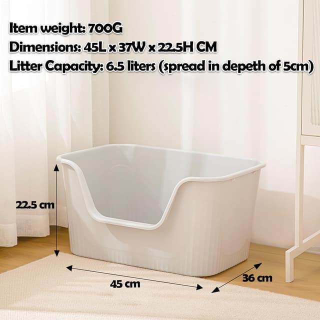 Thumbnail 6 de Vealind Katzenklo offen, Groß (45 x 36 x 22,5 cm) mit hohem Rand – niedrige Einstiegshöhe, grau