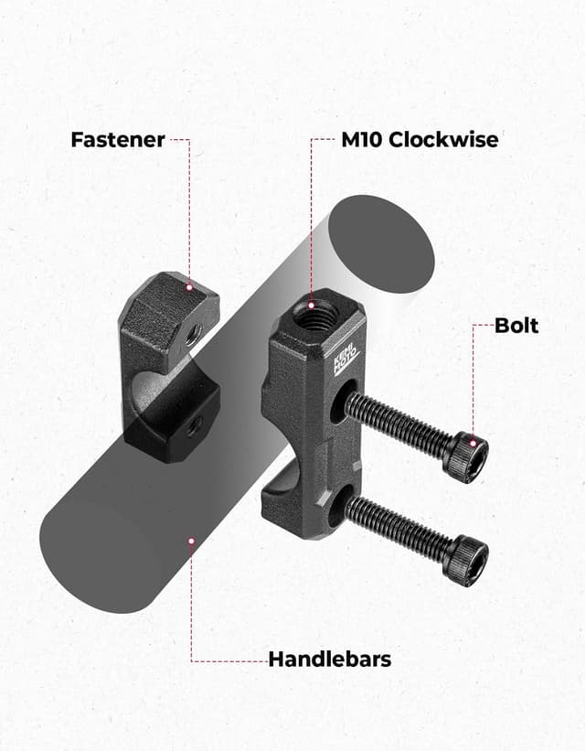 Detalle de KEMIMOTO supporti specchietti moto 10 mm, 2 pezzi con morsetti adattatori per manubrio da 22 mm