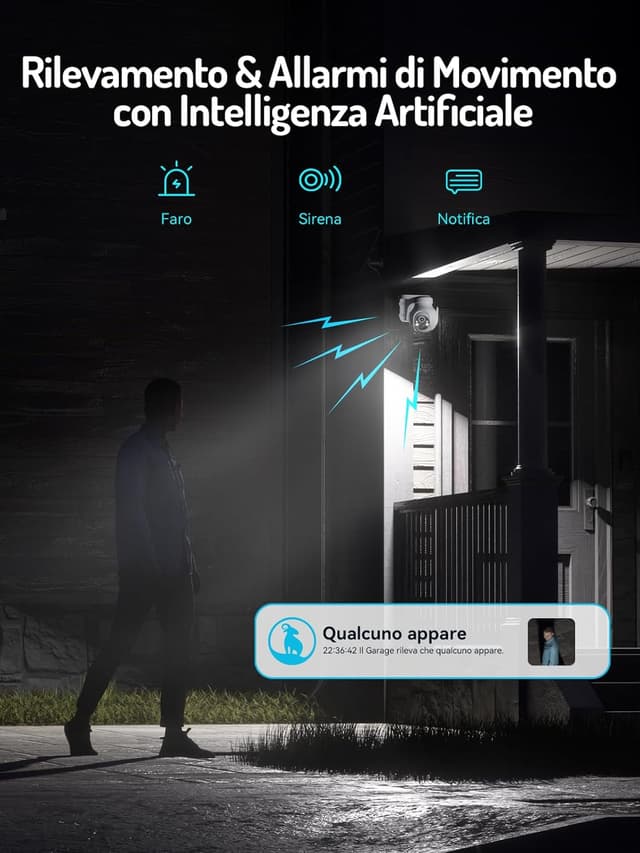Detalle 2 de blurams 2K Telecamera Wi‑Fi esterna con pannello solare, batteria e PTZ 360° con PIR