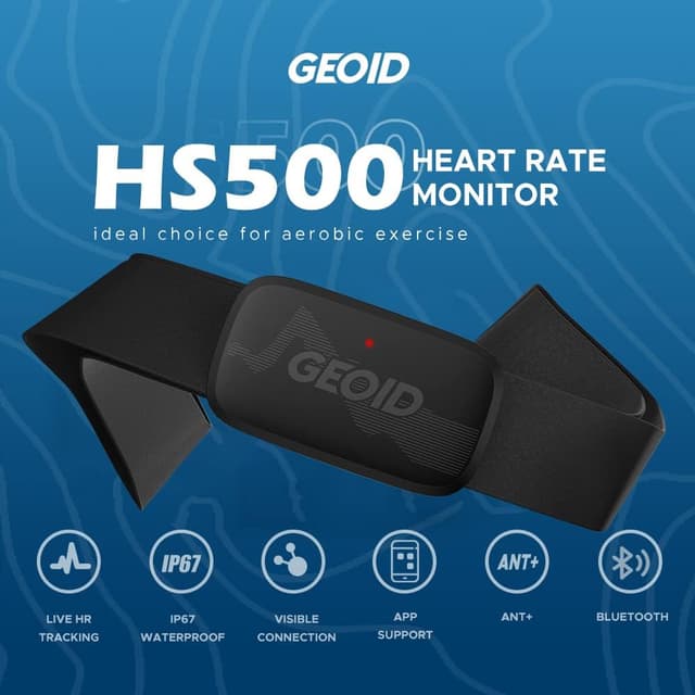 Detalle 2 de GEOID HS500 chest-strap heart rate monitor (Bluetooth 4.2/ANT+, IP67 waterproof)