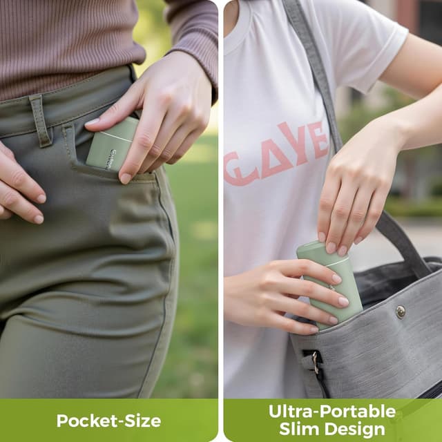 Detalle 2 de Exllena upgraded small handbag water bottle (250ml) in Sage Green