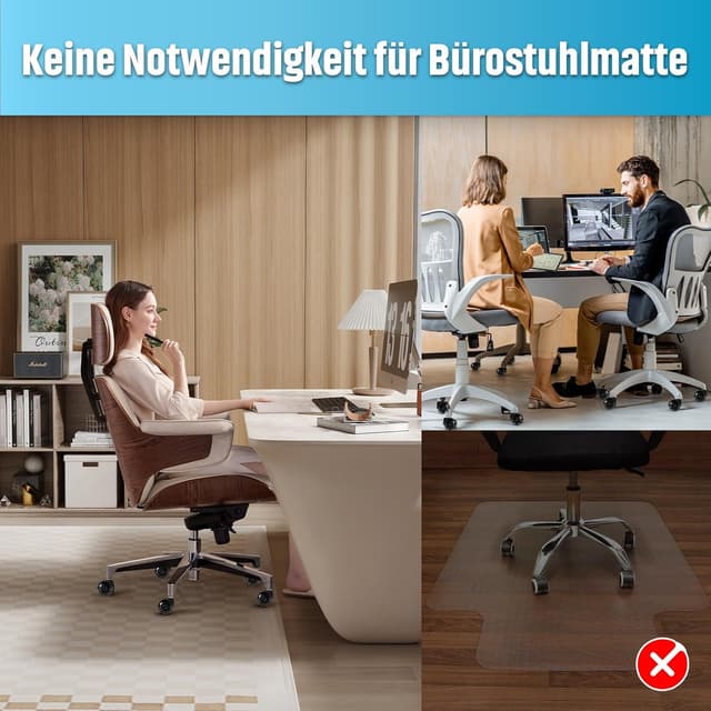 Detalle 2 de Sytopia Bürostuhl Rollen 5er-Set (11×22 mm) – 50 mm Hartbodenrollen, leise Gummilauffläche, schwarz