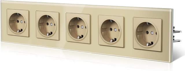 Thumbnail 6 de BSEED Glas-Steckdose EU-Standard E-Serie (2-fach), 16A/250V – Wandsteckdose mit Kindersicherung, 157 mm in Gold