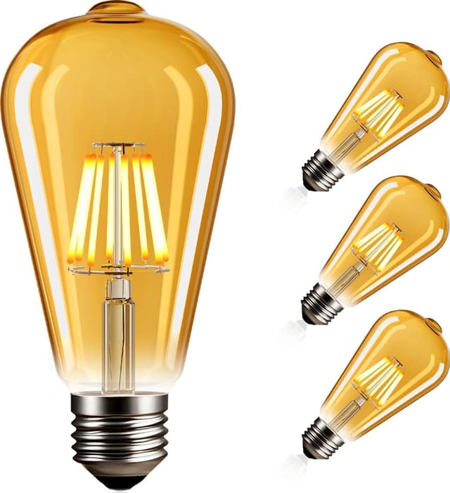 Detalle de NUODIFAN Edison Vintage dimmbar LED-Glühbirne E27, 3er-Set (8 W, 800 lm, warmweiß)