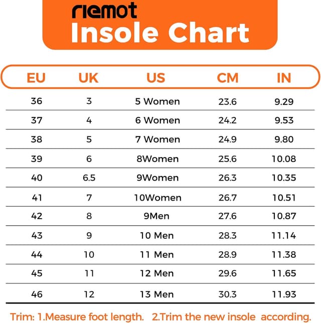 Thumbnail 6 de riemot Sport Insoles for Men & Women – Shock-Absorbing Cushioned Sport Shoe Inserts