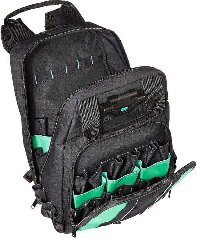 Detalle 2 de Amazon Basics sac à dos pour outils avec éclairage, 55 poches – noir