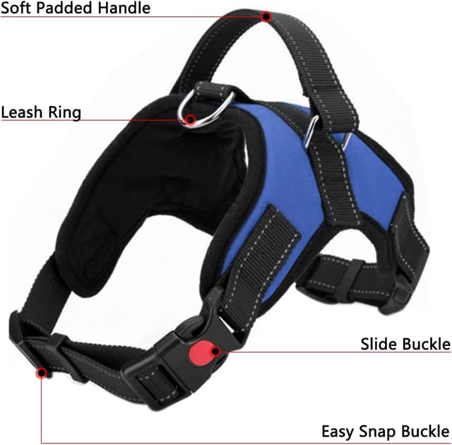 Detalle de FYY No Pull Dog Harness (L-Blue) with Breathable Mesh, Reflective Strips & Sturdy Handle