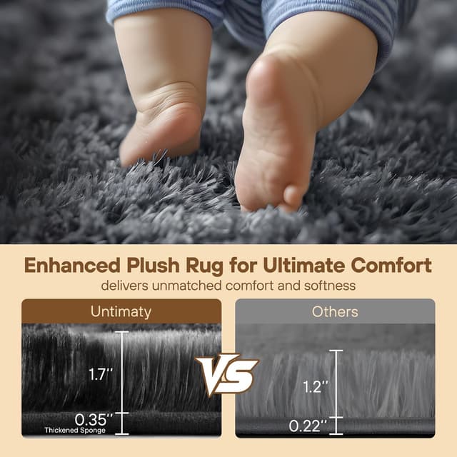 Detalle 2 de Untimaty Rugs 160x230cm Dark Grey shaggy rug