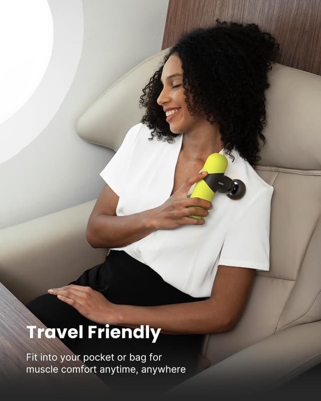 Detalle de RENPHO Mini Thermal Massage Gun with Heat (Green) — portable heated deep tissue percussion massager