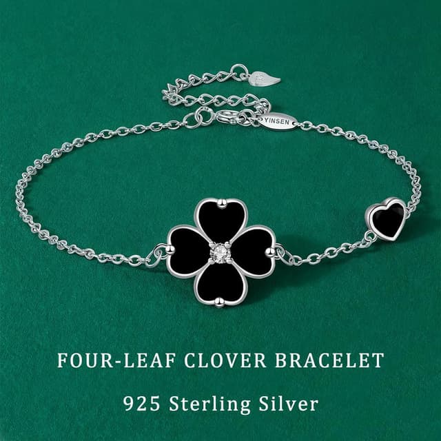 Detalle de Yinsen Kleeblatt-Armband Damen aus 925 Sterling Silber (glücksbringe) in Geschenkbox