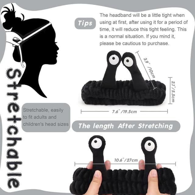 Detalle de DRESHOW spa facial terry cloth towel headband with cat-ear design (2 pack)