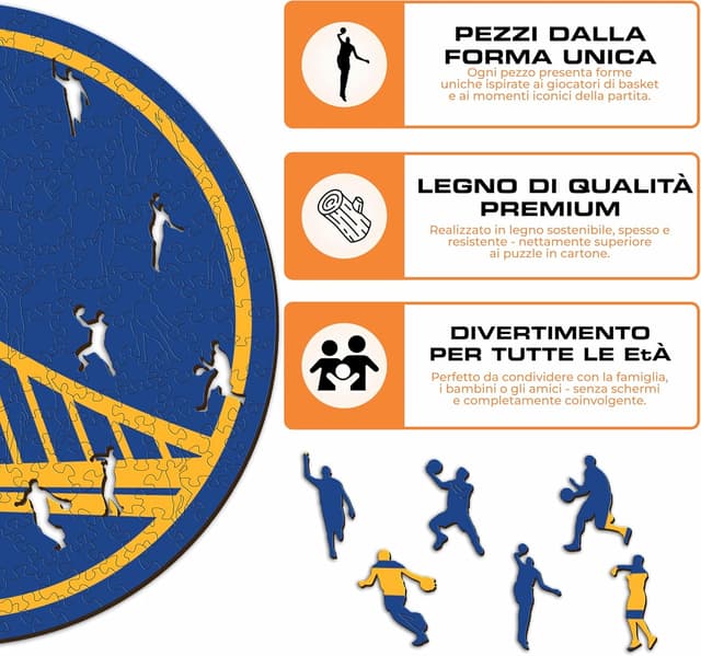 Thumbnail 6 de Puzzle di legno Iconic Puzzles Golden State Warriors (Logo) – taglia S, 150 pezzi, 100% sostenibile
