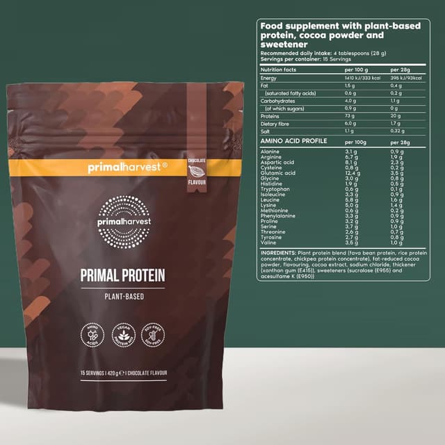 Detalle 2 de Primal Protein Vegan Powder 20g Chocolate 🍫
