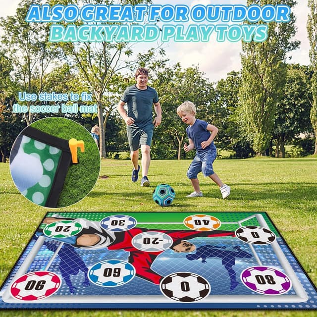 Detalle de Kids 2-in-1 Soccer Ball & Sandbag Throwing Game Set with Velcro Balls and Foldable Flannel Goals