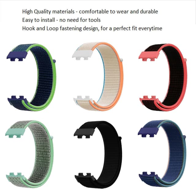 Detalle de Panda Bobo Nylon Strap for Huawei Band 10, Band 9 & Band 8 — Adjustable Hook & Loop Sport Replacement Band