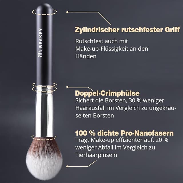 Detalle de BEAKEY Pinselset Professionelles Makeup 12-teilig 🎨