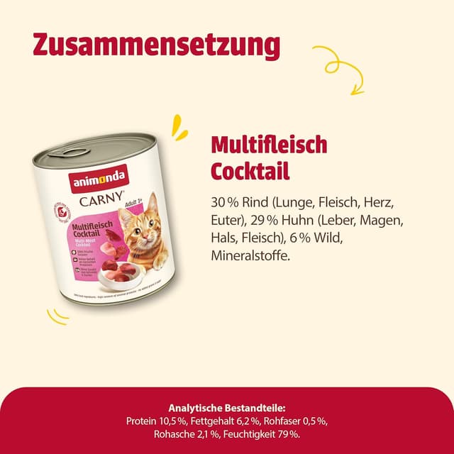 Detalle de animonda Carny Adult cocktail multi-carne, cibo umido per gatti 6 x 800 g
