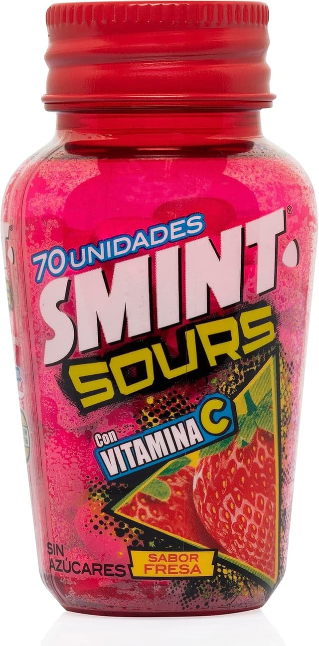 Detalle 2 de Smint Sours Fresa 🍬 Caramelo Sin Azúcar, 6 Unidades