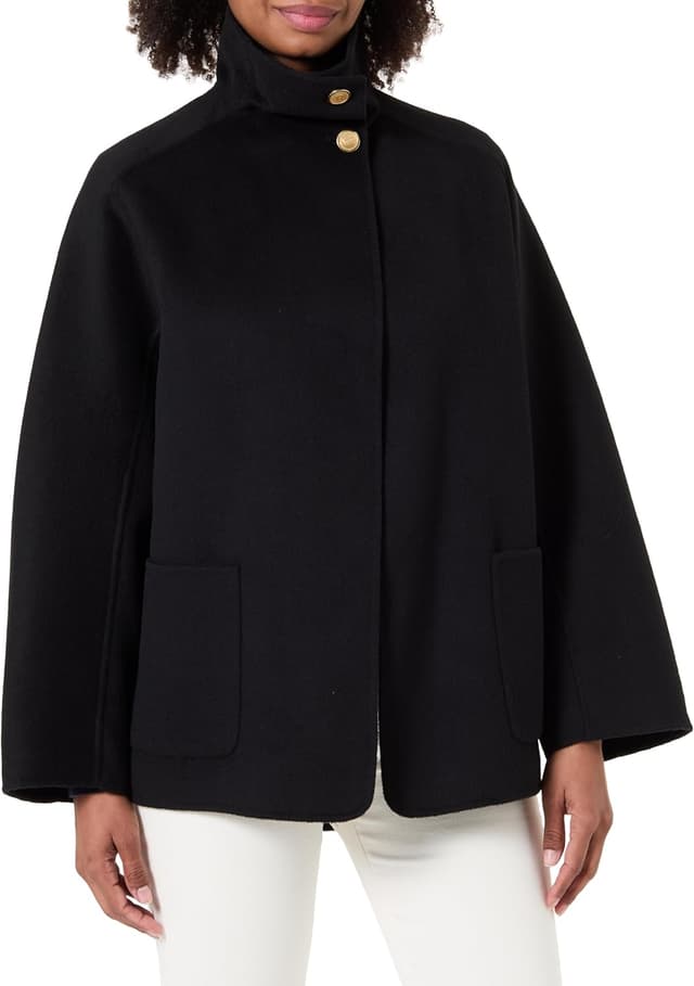 Detalle de Tommy Hilfiger cappotto donna in lana Df Wool con collo funnel