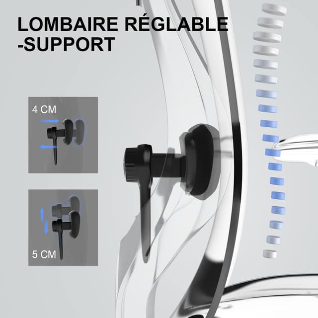 Detalle de SIHOO Chaise de bureau ergonomique à pivot en maille avec support lombaire et accoudoirs réglables (jusqu’à 150 kg), noir