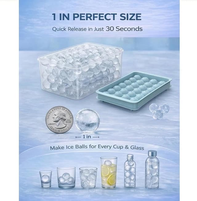 Detalle de WIBIMEN Ice Cube Tray 0.8" 2-Pack