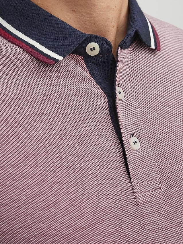 Detalle 2 de JACK & JONES Jjepaulos Polo hombre talla L rojo 🌟