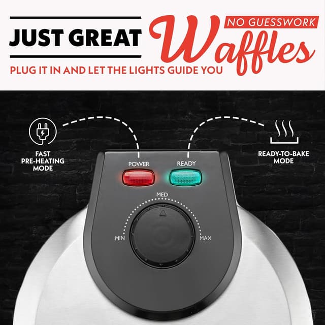 Thumbnail 3 de Gourmia Belgian Waffle Maker Adjustable Browning 🍽