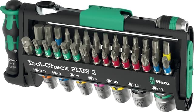 Detalle de Wera Tool-Check PLUS 2 – Set supercompatto da 39 pezzi per avvitamenti manuali ed elettrici