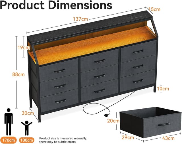 Thumbnail 2 de ODK Black Chest of Drawers 137 cm wide ๐