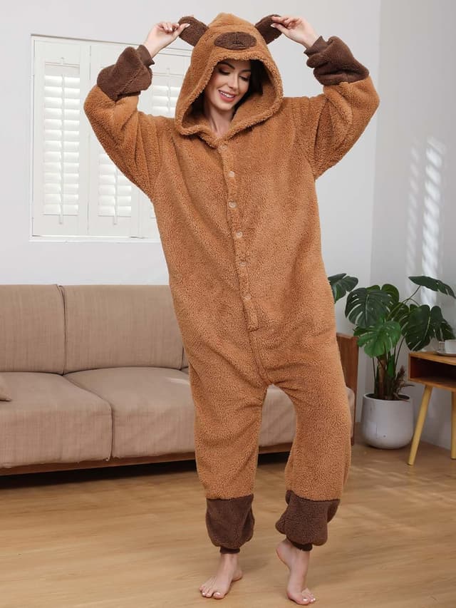 Detalle 1 de chuangminghangqi Tier-Einteiler mit Knopf Erwachsene