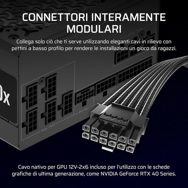 Detalle de Corsair Fonte di Alimentazione 850 W 80 Plus Gold completamente modulare (ATX 3.1, 12V-2x6)