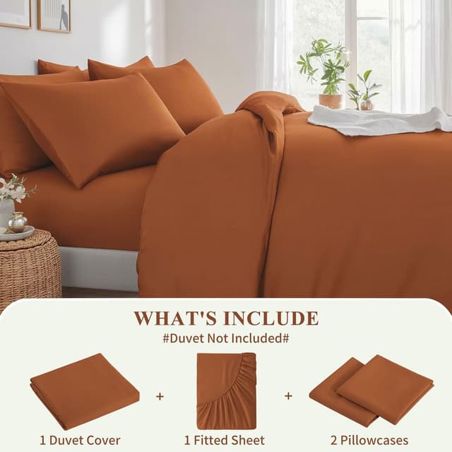 Thumbnail 2 de Aisbo Double Duvet Set with Sheet Burnt Orange