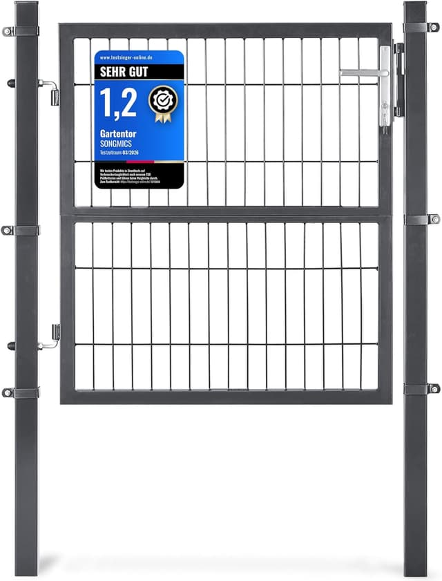Detalle de Gartentor SONGMICS GGD210GZ01, abschließbar, verzinkter Stahl, grau – 106 x 100 cm