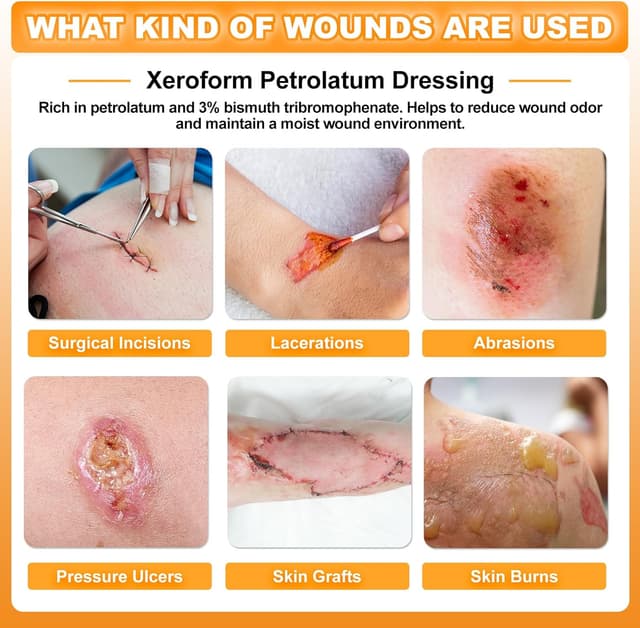 Detalle 2 de Carbou Medical Xeroform Petrolatum Dressing 5"x9" (25 Individual Packs) Non-Adherent Mesh Gauze Pads for Wound Care
